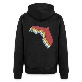 USA State - Vintage Map Florida - Unisex Premium Organic Zip Hoodie - black - Back - Nico (187cm)