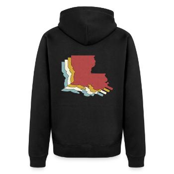 État des États-Unis - Carte vintage Louisiane - Veste à capuche bio Premium Unisexe - noir - Dos - Nico (187cm)