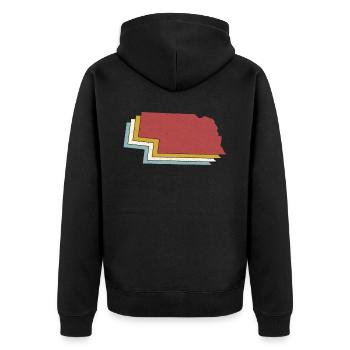État des États-Unis - Carte vintage Nebraska - Veste à capuche bio Premium Unisexe - noir - Dos - Nico (187cm)