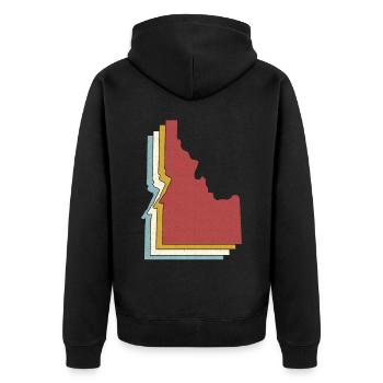 État des États-Unis - Carte vintage Idaho - Veste à capuche bio Premium Unisexe - noir - Dos - Nico (187cm)