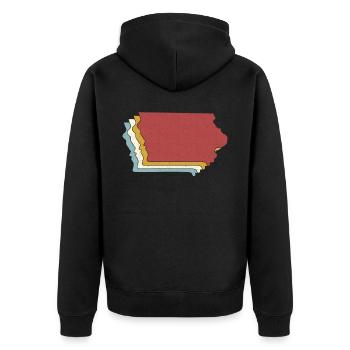 USA State - Vintage Map Iowa - Unisex Premium Bio Zip Hoodie - Schwarz - Hinten - Nico (187cm)