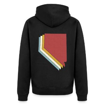 USA State - Vintage Map Nevada - Unisex Premium Organic Zip Hoodie - black - Back - Nico (187cm)