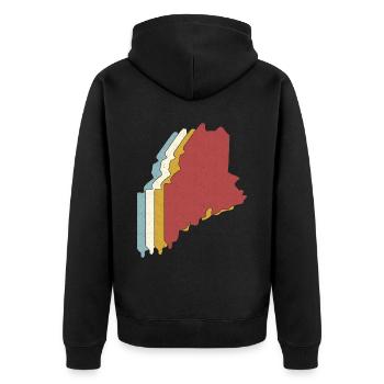 USA State - Vintage Map Maine - Unisex Premium Bio Zip Hoodie - Schwarz - Hinten - Nico (187cm)
