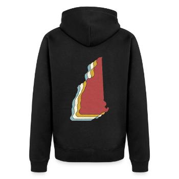 USA State - Vintage Map New Hampshire - Unisex Premium Bio Zip Hoodie - Schwarz - Hinten - Nico (187cm)