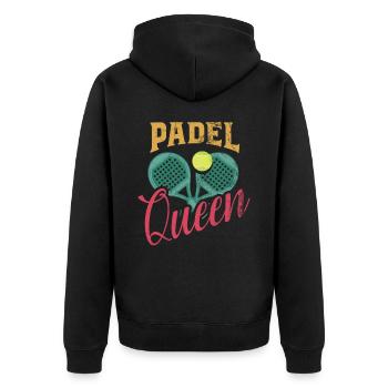 Padel Queen Padelschläger Ball Design Für Padel - Unisex Premium Bio Zip Hoodie - Schwarz - Hinten - Nico (187cm)