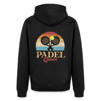 Padel Queen Padelschläger Ball Design Für Padel - Unisex Premium Bio Zip Hoodie - Schwarz - Hinten - Nico (187cm)