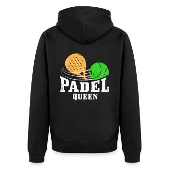 Padel Queen Padelschläger Ball Design Für Padel - Unisex Premium Bio Zip Hoodie - Schwarz - Hinten - Nico (187cm)