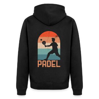 Padelschlägerball Retro-design Für Padel-tennis - Unisex Premium Bio Zip Hoodie - Schwarz - Hinten - Nico (187cm)