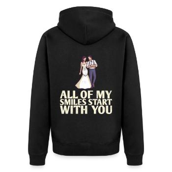 All My Smiles Start With You Design For The Bride - Unisex Premium Organic Zip Hoodie - black - Back - Nico (187cm)