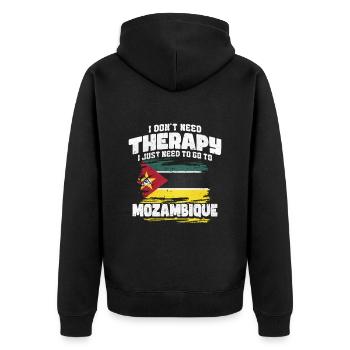 Mosambik - Unisex Premium Bio Zip Hoodie - Schwarz - Hinten - Nico (187cm)