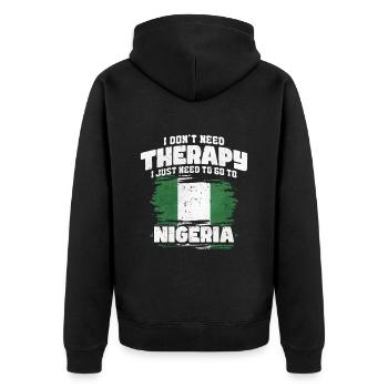 Nigeria - Unisex Premium Bio Zip Hoodie - Schwarz - Hinten - Nico (187cm)