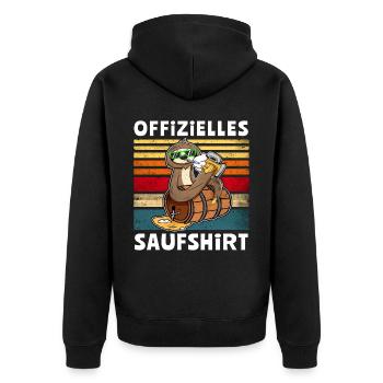 Bier Saufen Faultier Saufsprüche - Unisex Premium Bio Zip Hoodie - Schwarz - Hinten - Nico (187cm)