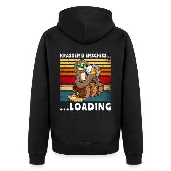 Bier Bierschiss Faultier Saufsprüche - Unisex Premium Bio Zip Hoodie - Schwarz - Hinten - Nico (187cm)