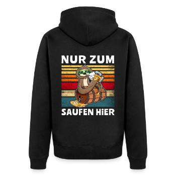 Bier Saufen Faultier Saufsprüche - Unisex Premium Bio Zip Hoodie - Schwarz - Hinten - Nico (187cm)
