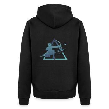 Geometry Arrowtag - Unisex Premium Organic Zip Hoodie - black - Back - Nico (187cm)