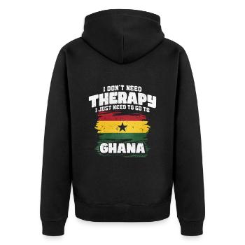 Ghana - Unisex Premium Bio Zip Hoodie - Schwarz - Hinten - Nico (187cm)