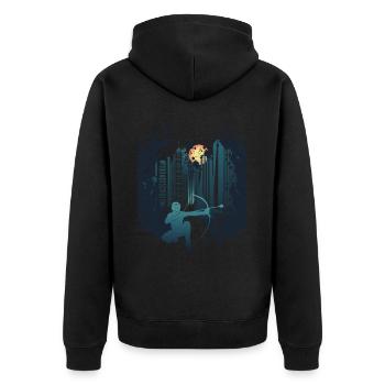 Flèche Skyline - Veste à capuche bio Premium Unisexe - noir - Dos - Nico (187cm)