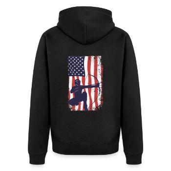 Arrowtag du drapeau américain - Veste à capuche bio Premium Unisexe - noir - Dos - Nico (187cm)
