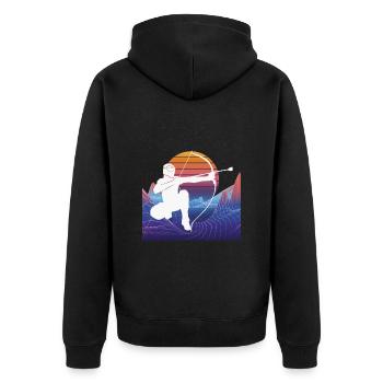 Balise fléchée Vaporwave - Veste à capuche bio Premium Unisexe - noir - Dos - Nico (187cm)