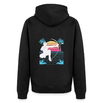 Balise fléchée Vaporwave - Veste à capuche bio Premium Unisexe - noir - Dos - Nico (187cm)