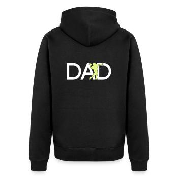 Football Papa - Unisex Premium Organic Zip Hoodie - black - Back - Nico (187cm)