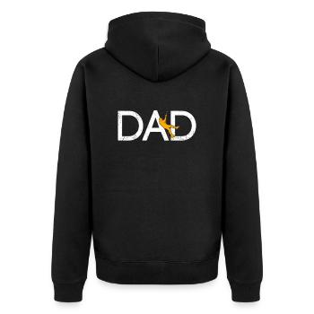 Klettern Papa - Unisex Premium Bio Zip Hoodie - Schwarz - Hinten - Nico (187cm)