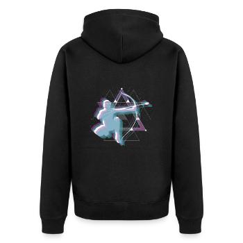 Balise fléchée Vaporwave Space - Veste à capuche bio Premium Unisexe - noir - Dos - Nico (187cm)