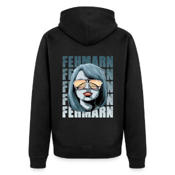 Fehmarn Fehmarnundbrücke Sonnenbrille - Unisex Premium Bio Zip Hoodie - Schwarz - Hinten - Nico (187cm)