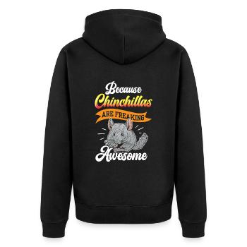 Chinchillas sind fantastisch Wollmaus Chinchilla - Unisex Premium Bio Zip Hoodie - Schwarz - Hinten - Nico (187cm)
