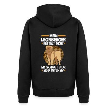 Mein Leonberger bettelt nicht deutscher Wachhund - Unisex Premium Bio Zip Hoodie - Schwarz - Hinten - Nico (187cm)