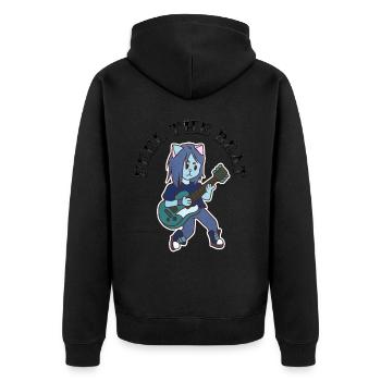 Cat plays guitar - Unisex Premium Organic Zip Hoodie - black - Back - Nico (187cm)
