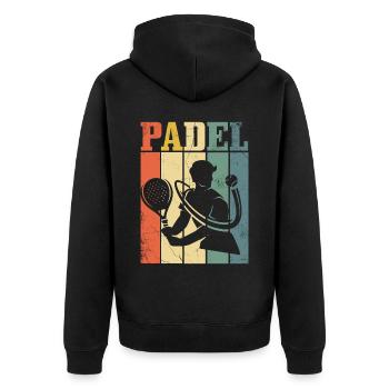 Padelschlägerball Retro-design Für Padel-tennis - Unisex Premium Bio Zip Hoodie - Schwarz - Hinten - Nico (187cm)