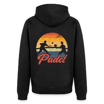 Padelschlägerball Retro-design Für Padel-tennis - Unisex Premium Bio Zip Hoodie - Schwarz - Hinten - Nico (187cm)
