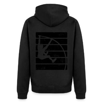 Stabhochsprung - Unisex Premium Bio Zip Hoodie - Schwarz - Hinten - Nico (187cm)