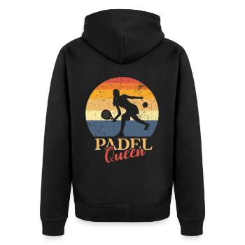 Padel Queen Padelschläger Ball Design Für Padel - Unisex Premium Bio Zip Hoodie - Schwarz - Hinten - Nico (187cm)