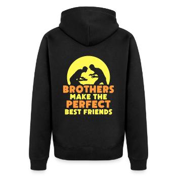Brüder Sind Die Perfekten Besten Freunde Freund - Unisex Premium Bio Zip Hoodie - Schwarz - Hinten - Nico (187cm)