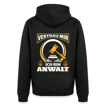 Beruf Rechtsanwalt! Juristen Jura Studenten Anwalt - Unisex Premium Bio Zip Hoodie - Schwarz - Hinten - Nico (187cm)