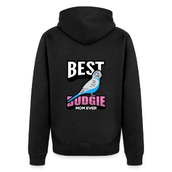Wellensittich Liebhaber | Vogel Haustiere Geschenk - Unisex Premium Bio Zip Hoodie - Schwarz - Hinten - Nico (187cm)
