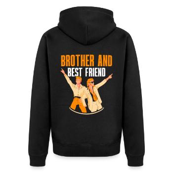 Bruder Und Bester Freund Brüder Freundschaft Team - Unisex Premium Bio Zip Hoodie - Schwarz - Hinten - Nico (187cm)