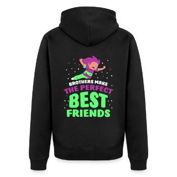 Brüder Sind Die Perfekten Besten Freunde Freund - Unisex Premium Bio Zip Hoodie - Schwarz - Hinten - Nico (187cm)