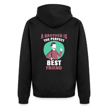 Ein Bruder Ist Der Perfekte Beste Freund Brüder - Unisex Premium Bio Zip Hoodie - Schwarz - Hinten - Nico (187cm)