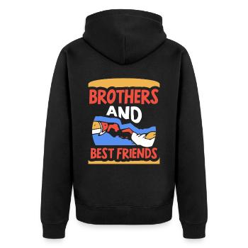 Brüder Und Beste Freunde Team Bruder Freund - Unisex Premium Bio Zip Hoodie - Schwarz - Hinten - Nico (187cm)