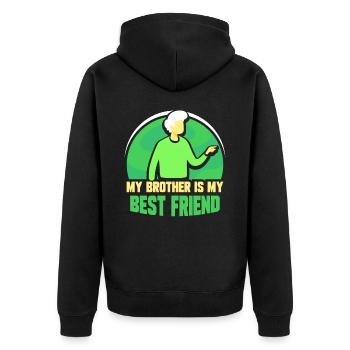 Mein Bruder Ist Mein Bester Freund Team Brüder - Unisex Premium Bio Zip Hoodie - Schwarz - Hinten - Nico (187cm)