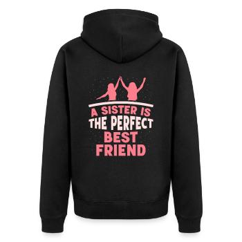 A sister is the perfect best friend team - Unisex Premium Organic Zip Hoodie - black - Back - Nico (187cm)