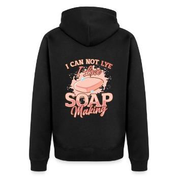 I Cannot Lye I Love Soap Making - Unisex Premium Organic Zip Hoodie - black - Back - Nico (187cm)