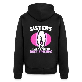 Schwestern Sind Die Perfekten Besten Freunde Team - Unisex Premium Bio Zip Hoodie - Schwarz - Hinten - Nico (187cm)