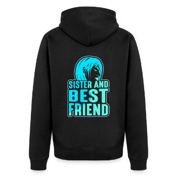Sister And Best Friend Team Freund Schwester - Unisex Premium Organic Zip Hoodie - black - Back - Nico (187cm)