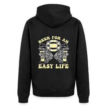 Beer Beer Drinker Party Pub Alcohol - Unisex Premium Organic Zip Hoodie - black - Back - Nico (187cm)