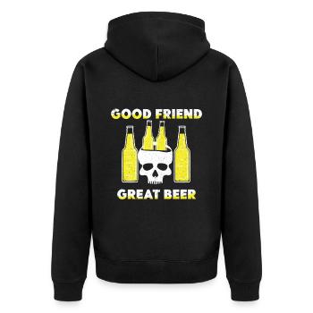 Beer Beer Drinker Party Pub Alcohol - Unisex Premium Organic Zip Hoodie - black - Back - Nico (187cm)