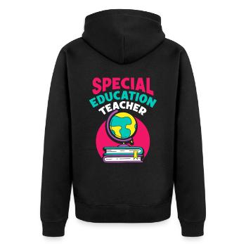 Lehrer Für Sonderpädagogik Beruf Sonderpädagoge - Unisex Premium Bio Zip Hoodie - Schwarz - Hinten - Nico (187cm)